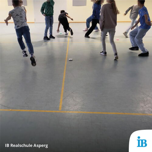 Jugendliche nehmen in einer Turnhalle aktiv an einem Selbstbehauptungstraining teil.