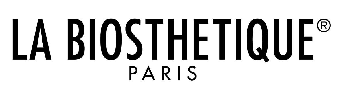 Das Logo von La Biosthetique Paris zeigt stilvolle, schwarze Schrift auf weißem Hintergrund.