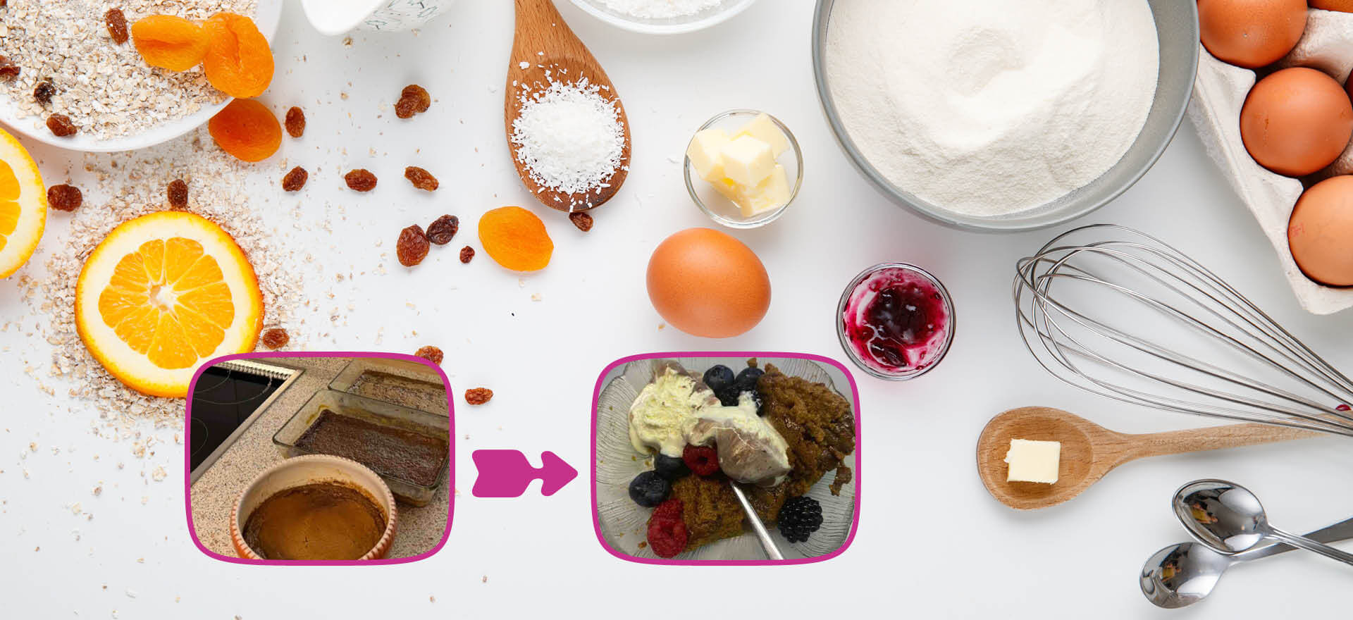 Zutaten und Zubereitung Schritt-für-Schritt für ein köstliches Dessert in der Slider-Tasting-History. | © Name